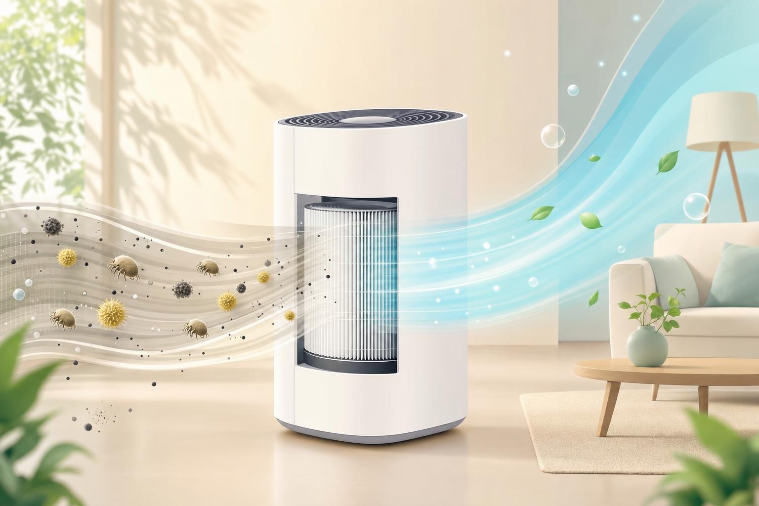 Purificateur d’air filtrant poussières et acariens